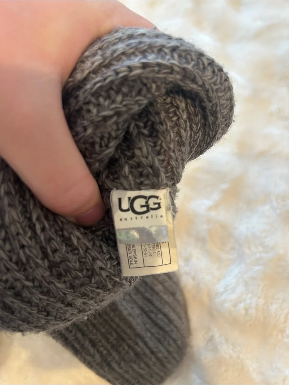 UGG Gray Ribbed Knit Boot Socks
